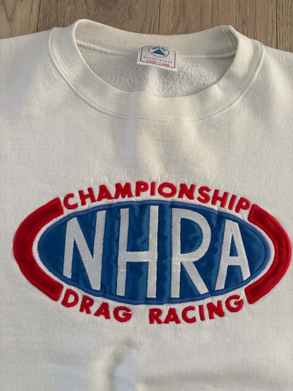 Vintage Delta Fifty-Fifty NHRA Drag Racing Championship Embroidered Sweatshirt - Picture 3 of 4